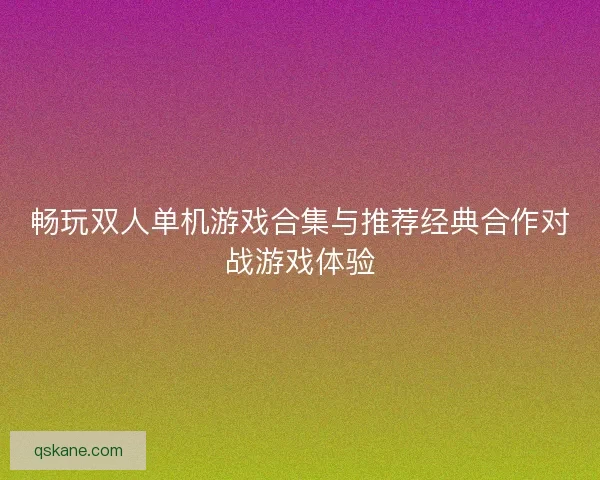 畅玩双人单机游戏合集与推荐经典合作对战游戏体验