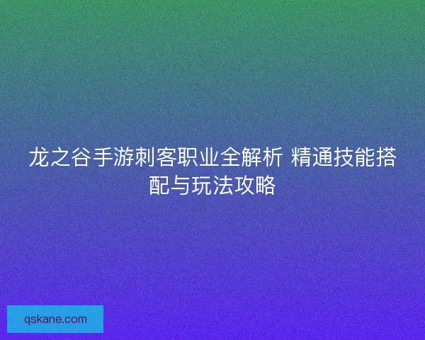 龙之谷手游刺客职业全解析 精通技能搭配与玩法攻略