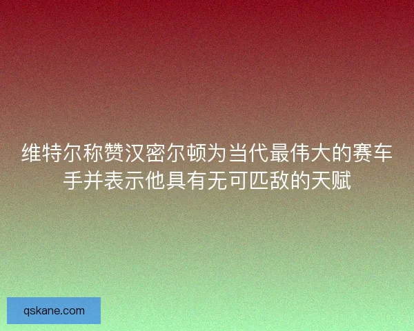 维特尔称赞汉密尔顿为当代最伟大的赛车手并表示他具有无可匹敌的天赋 维特尔称赞汉密尔顿为当代最伟大的赛车手并表示他具有无可匹敌的天赋