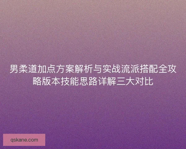 男柔道加点方案解析与实战流派搭配全攻略版本技能思路详解三大对比 男柔道加点方案解析与实战流派搭配全攻略版本技能思路详解三大对比